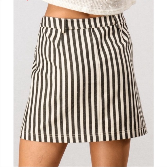 Striped Button-Down Mini Skirt - Picture 2 of 7